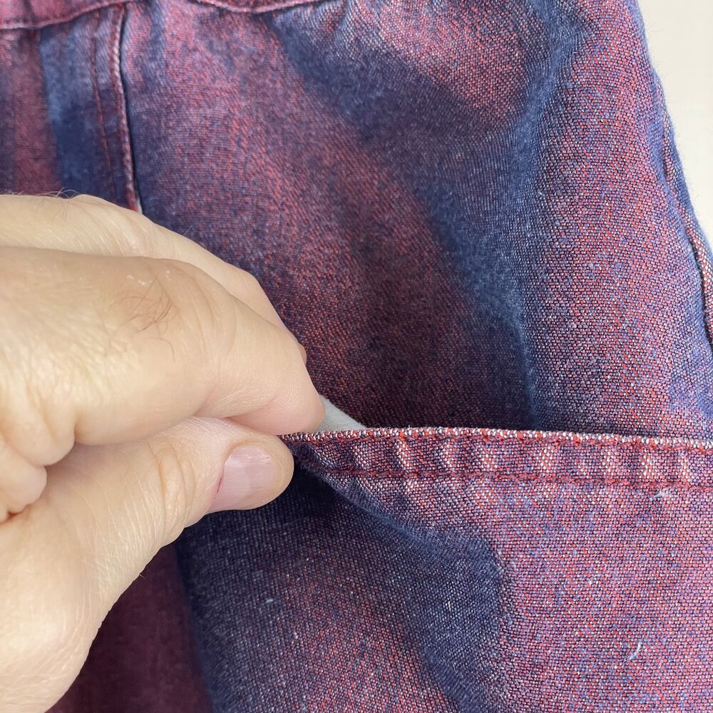Vintage Indie Denim Skirt Womens 3X Red Irridescent Grunge Casual Modest Classic - Picture 5 of 8